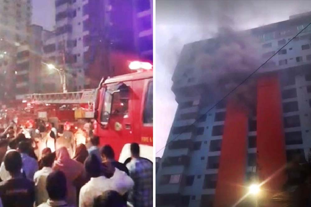 রাজধানীর পল্টনে বহুতল ভবনে আগুন