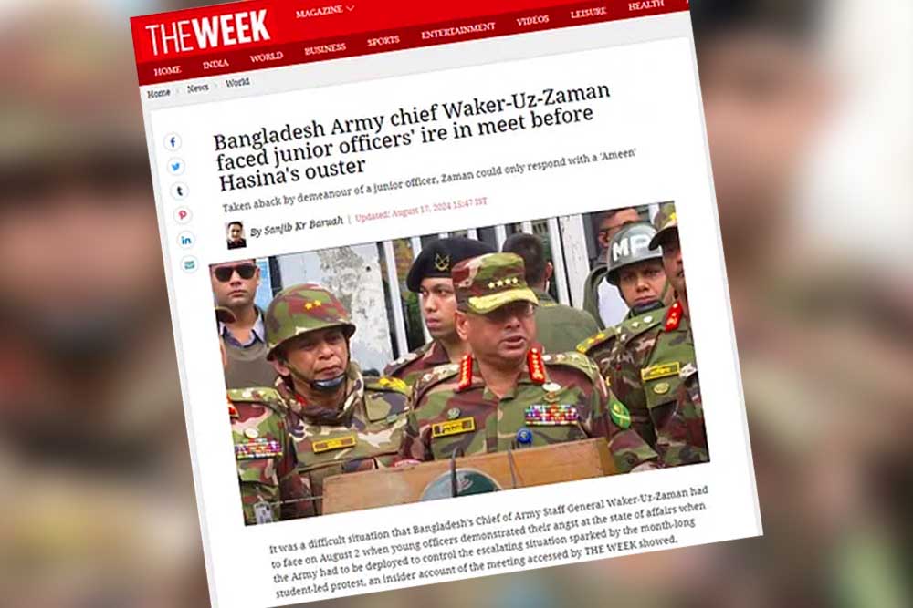 শেখ হাসিনার ক্ষমতাচ্যুতির আগে যেভাবে পরিস্থিতি সামাল দিয়েছিলেন সেনাপ্রধান -দ্য উইকের প্রতিবেদন