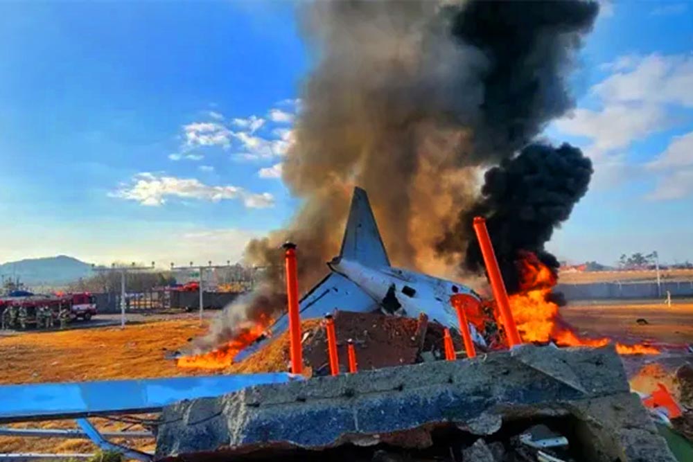 দক্ষিণ কোরিয়ায় উড়োজাহাজ বিধ্বস্ত,  ১৮১ আরোহীর দুইজন ছাড়া সবাই নিহত