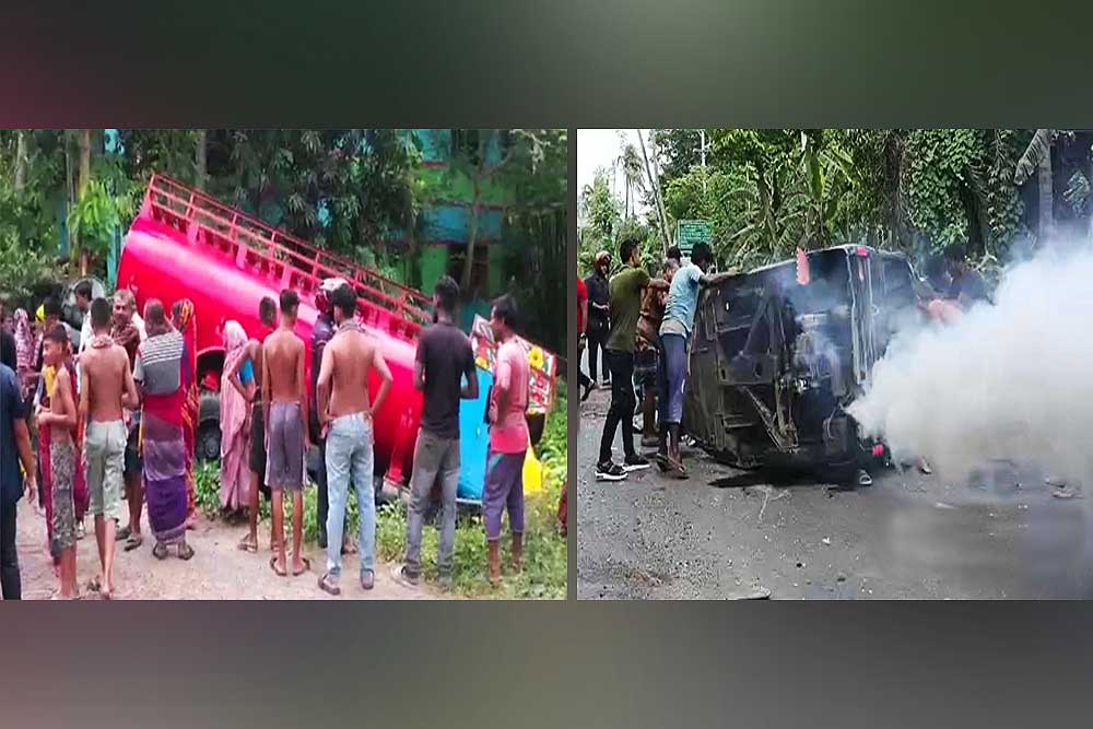 খুলনায় মাহিন্দ্রা-তেলবাহী লরির সংঘর্ষে নিহত ৩,  আহত ৪