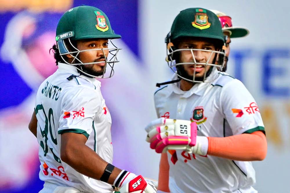 শান্ত-মুশফিকের সেঞ্চুরিতে বাংলাদেশের দারুণ দিন