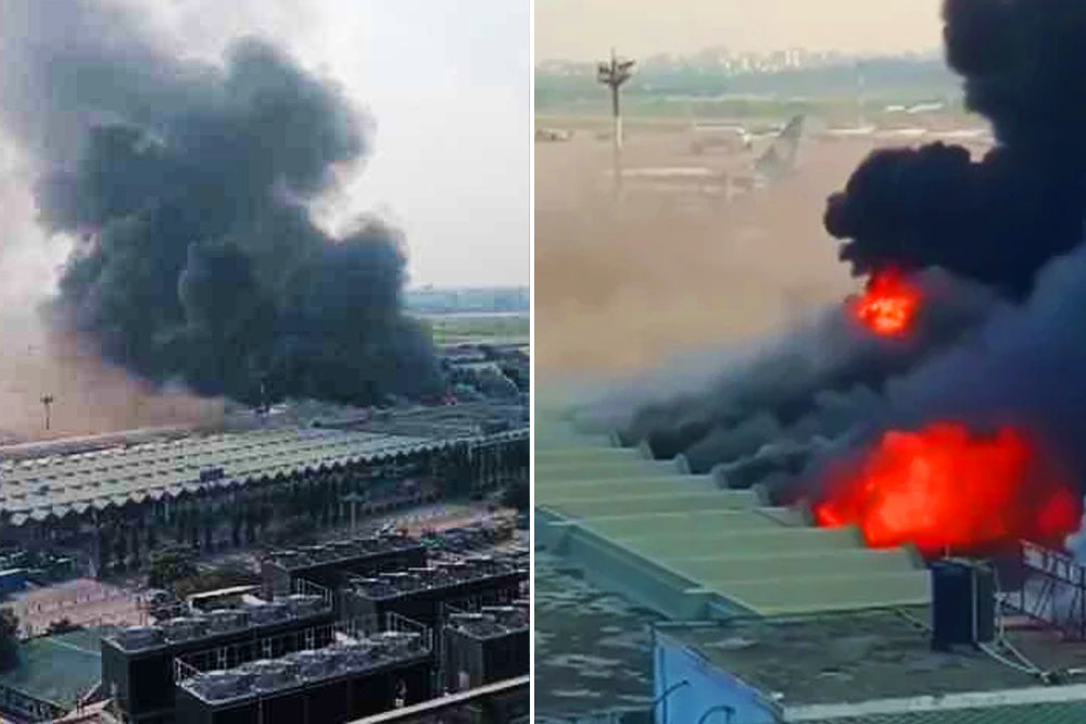 শাহজালাল বিমানবন্দরে কার্গো ভিলেজে ভয়াবহ আগুন, উড়োজাহাজ ওঠানামা স্থগিত