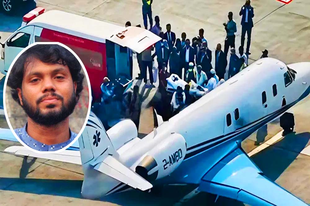 হাদিকে বহনকারী এয়ার অ্যাম্বুলেন্স সিঙ্গাপুরে পৌঁছেছে