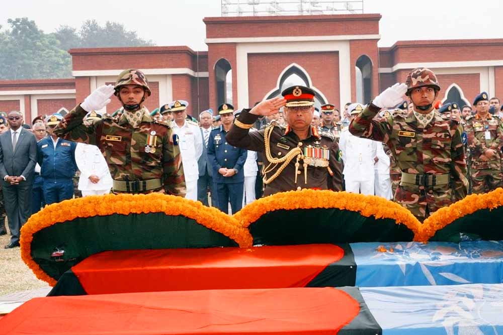 সুদানে শাহাদাতবরণকারী শান্তিরক্ষীদের নামাজে জানাযা অনুষ্ঠিত
