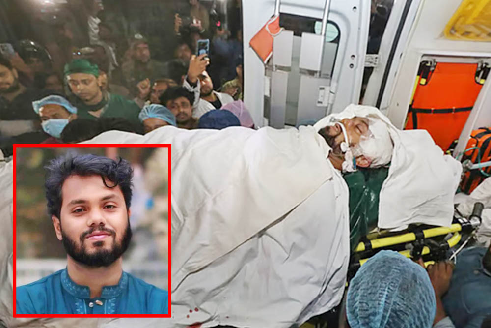 হাদির ডান দিক থেকে গুলি ঢুকে বাম পাশ দিয়ে বের হয়, বুলেটের ‘অংশবিশেষ’ এখনও ব্রেনে