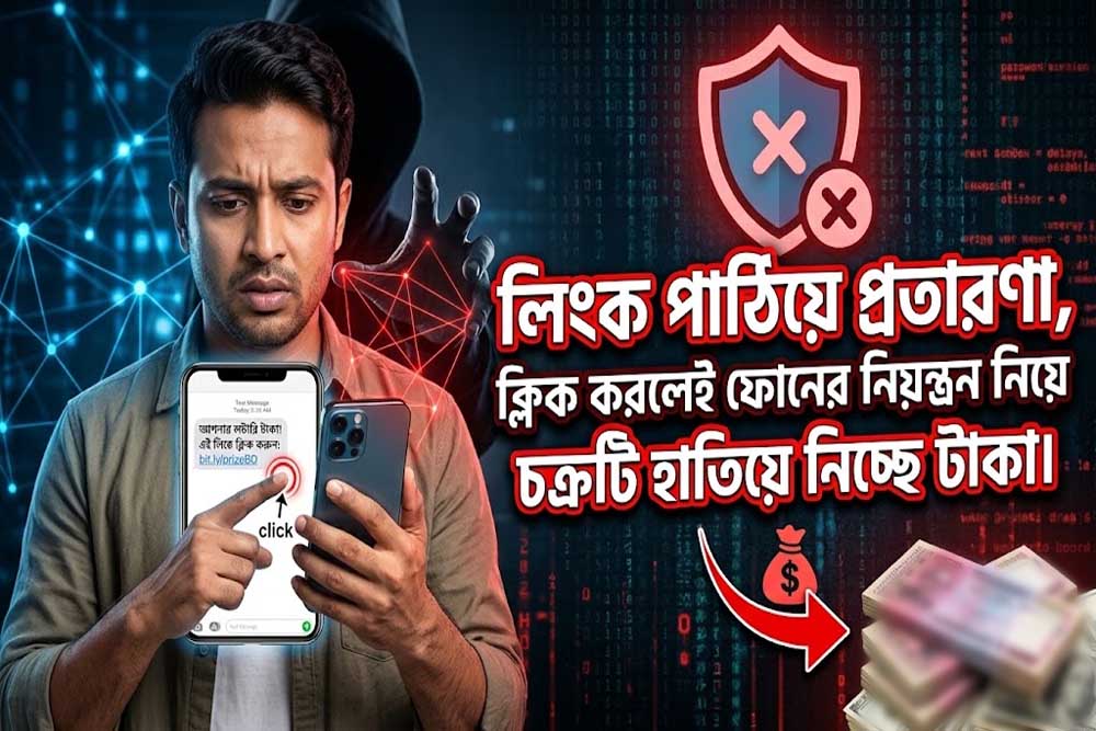 লিংক পাঠিয়ে প্রতারণা, ক্লিক করলেই ফোনের নিয়ন্ত্রন নিয়ে চক্রটি হাতিয়ে নিচ্ছে টাকা